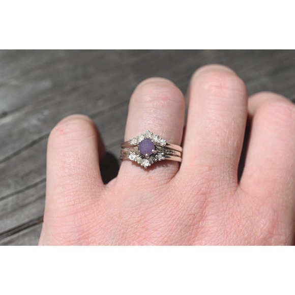 Grape agate engagement ring set, raw stone ring, alternative engagement … - Picture 1 of 4